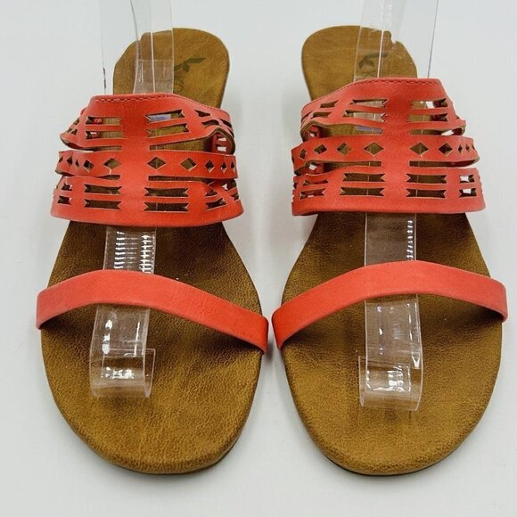 Koolaburra by UGG Coral Orange Die Cut Cork Mini Wedge Sandals Women’s Size 9 - Picture 1 of 9